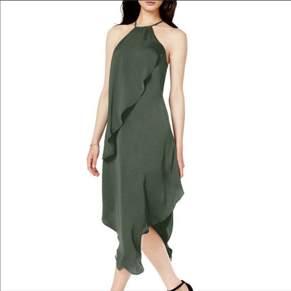 Asymmetrical handkerchief style midi formal dress